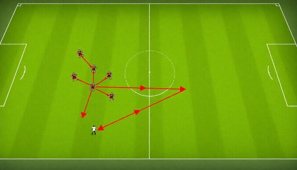 Построение атак через фланги и внутрь штрафной - иллюстрация